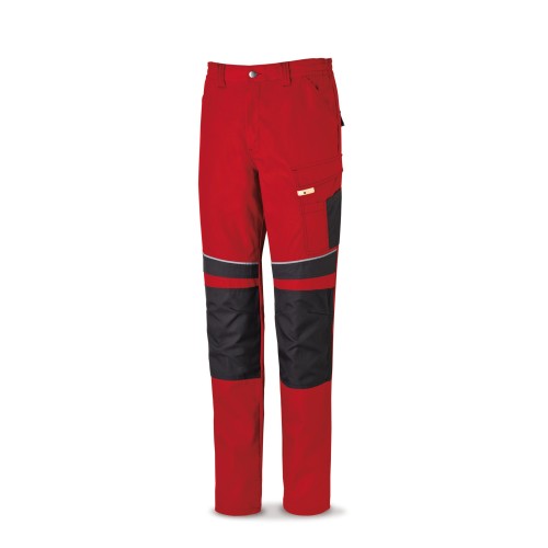 588PCRN Pantalón CANVAS rojo/negro poliéster/algodón 245 g. Multibolsillos